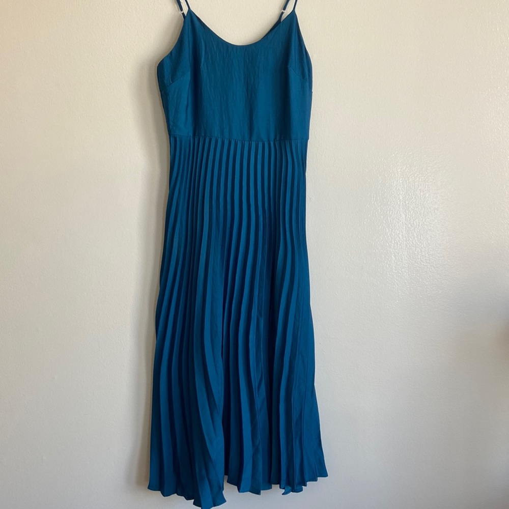 Teal accordion pleated dress